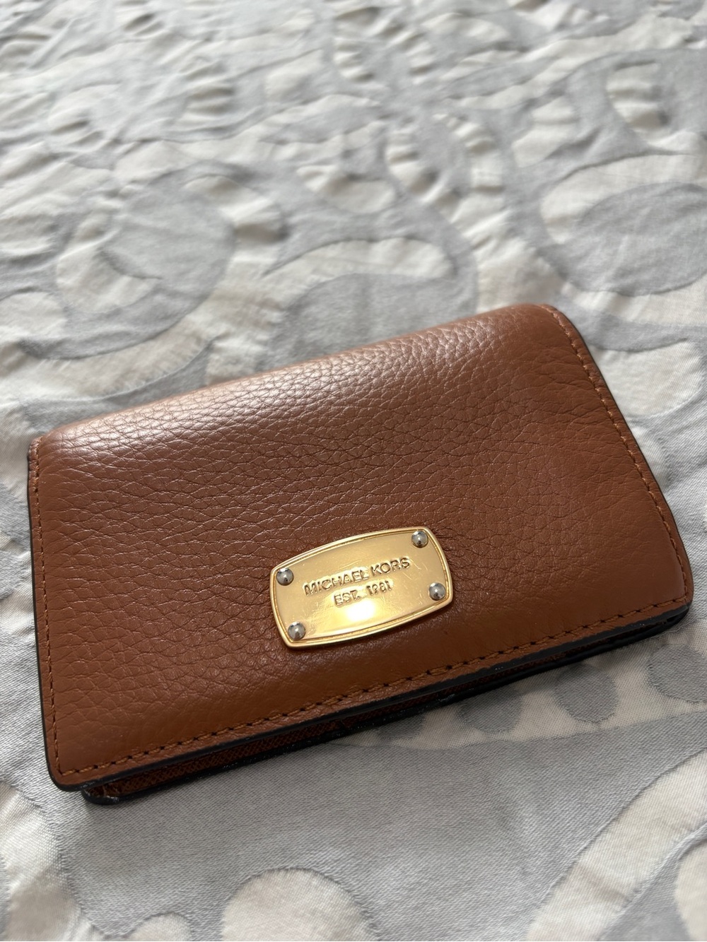 Michael Kors Brown Leather Wallet with Gold Plaque